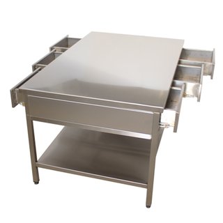 Customized Stainless Steel Working Table Drawers Both Sides
