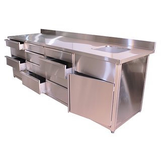 Customized Stainless Steel Working Table Drawers with Sink